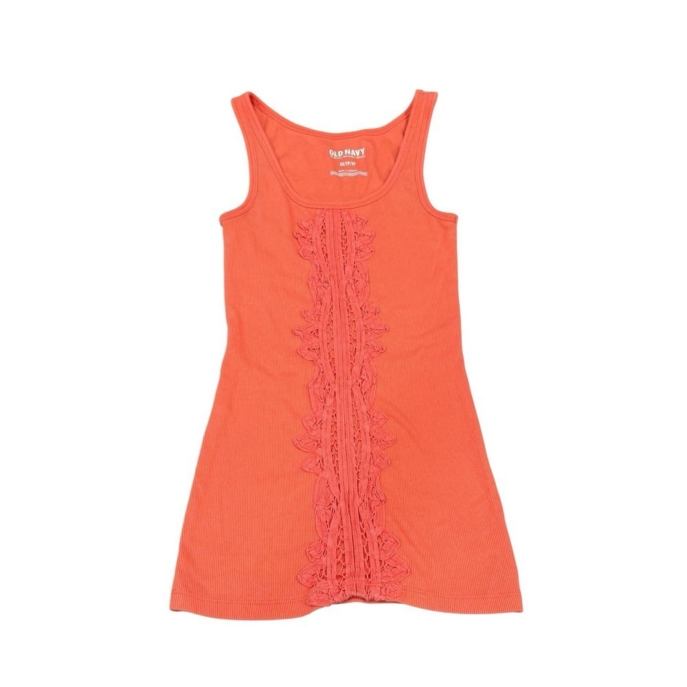 Old Navy Womens Y2K Ribbed Knit Tank Top Preppy Crochet Coral Orange Size XS